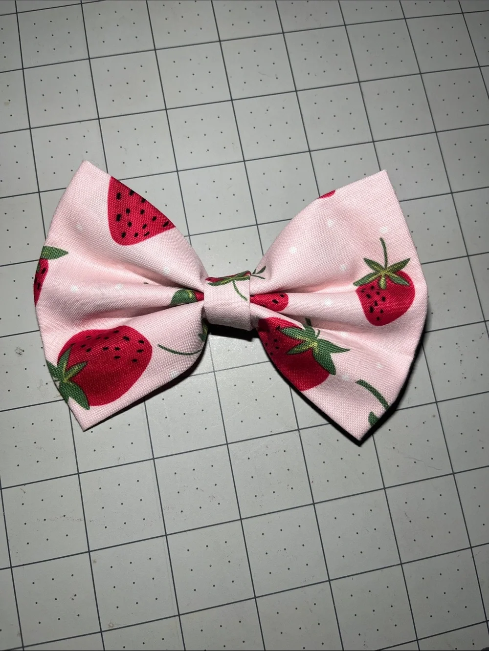 Pink Strawberry Print Kids Hair Bow Clip